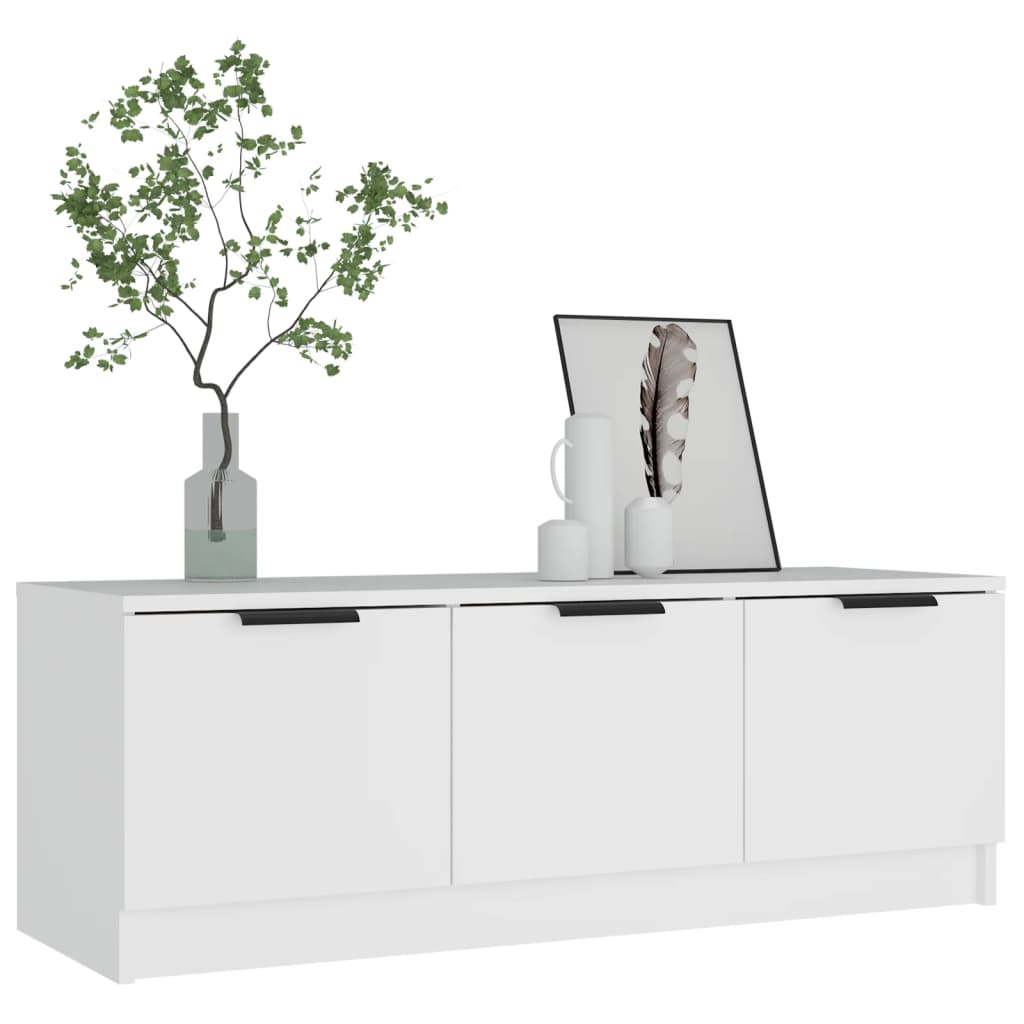Meuble TV Blanc 102x35x36,5 cm Bois d'ingénierie - XIOS