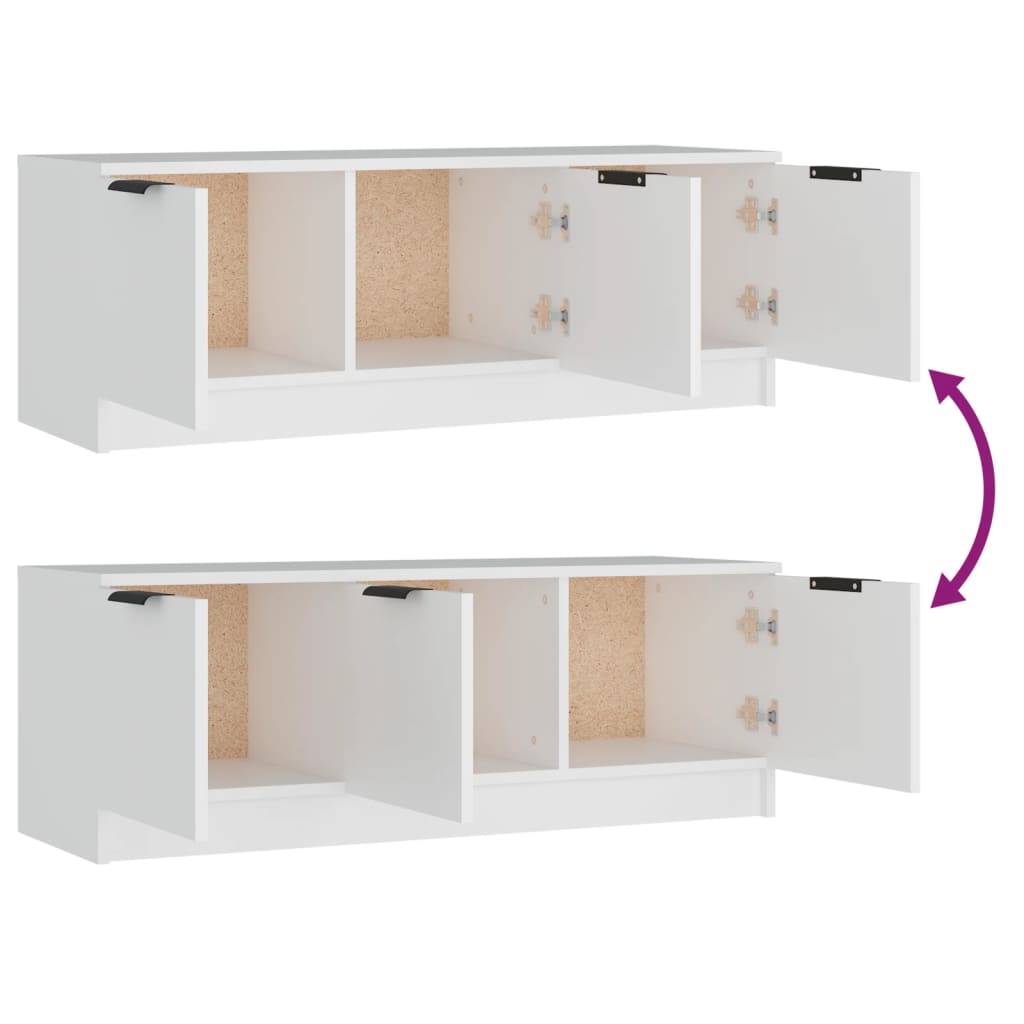 Meuble TV Blanc 102x35x36,5 cm Bois d'ingénierie - XIOS