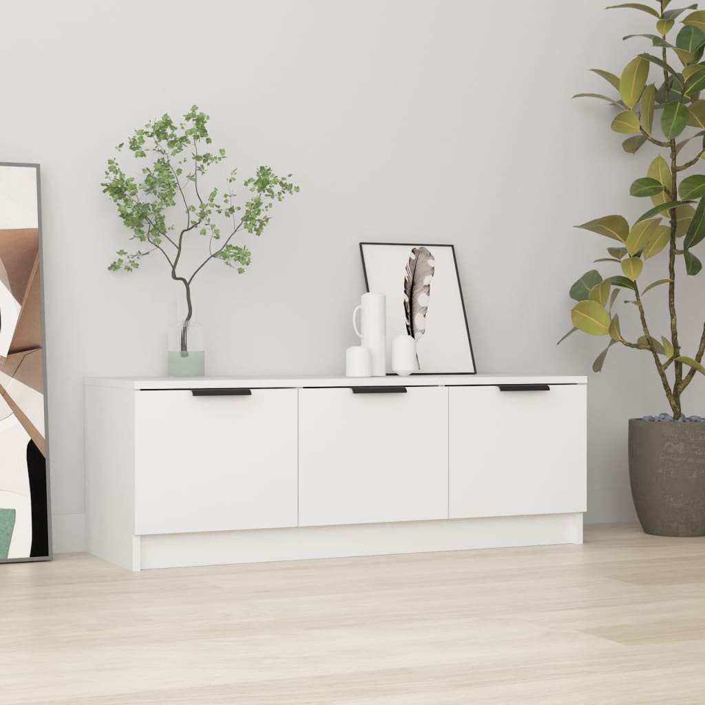 Meuble TV Blanc 102x35x36,5 cm Bois d'ingénierie - XIOS