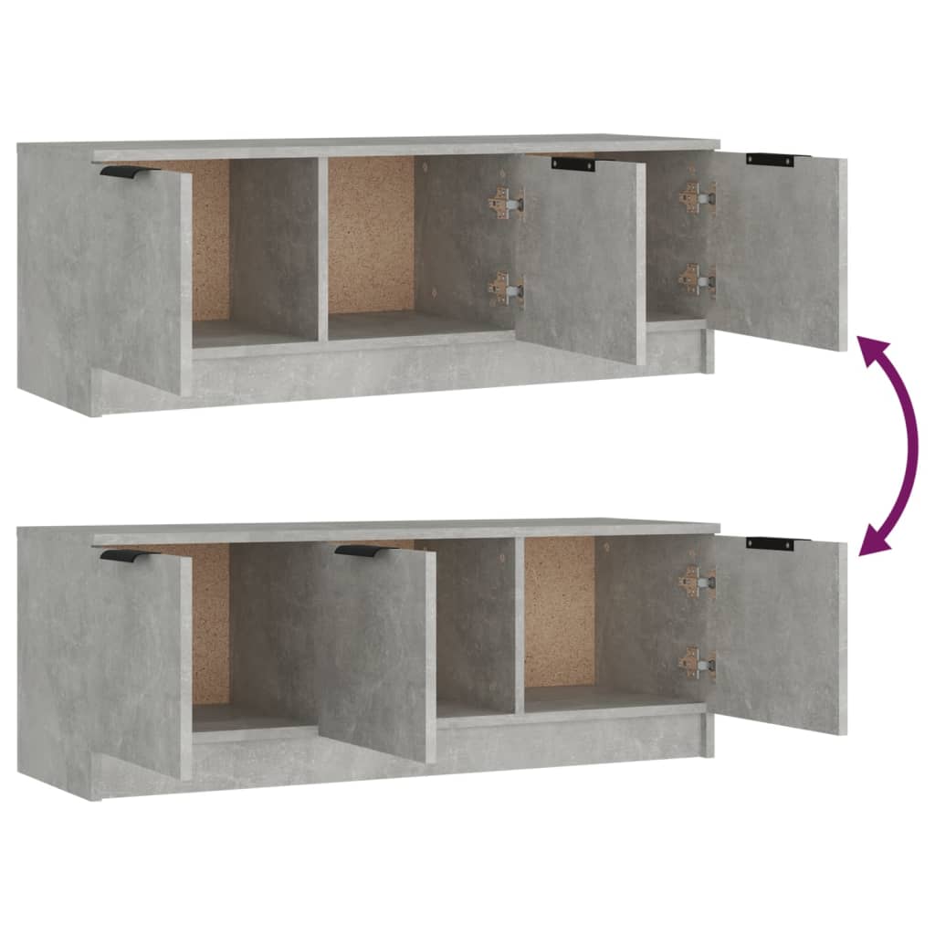 Meuble TV Gris béton 102x35x36,5 cm Bois d'ingénierie - XIOS
