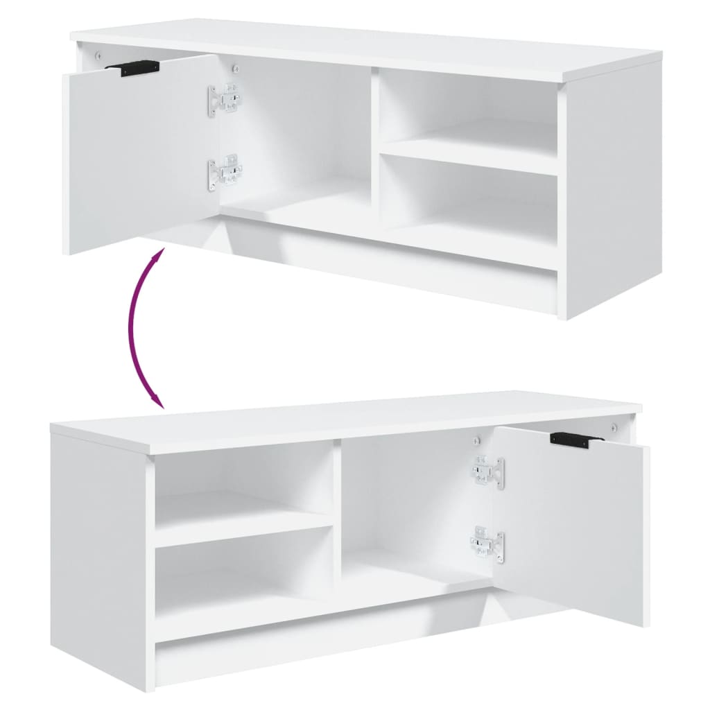 Meuble TV Blanc 102x35,5x36,5 cm Bois d'ingénierie Meubles TV vidaXL   