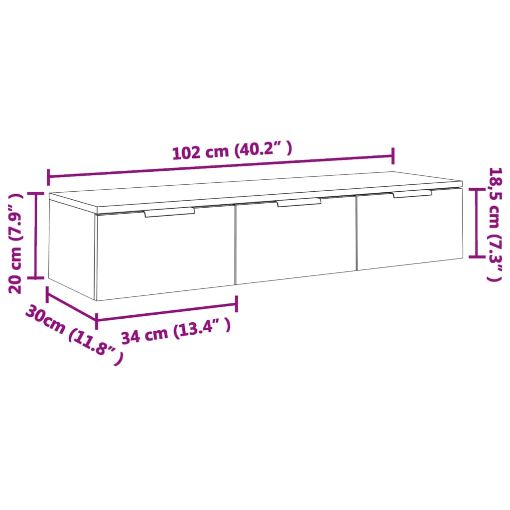 Armoire murale blanc 102x30x20 cm bois d'ingénierie Armoires & meubles de rangement vidaXL