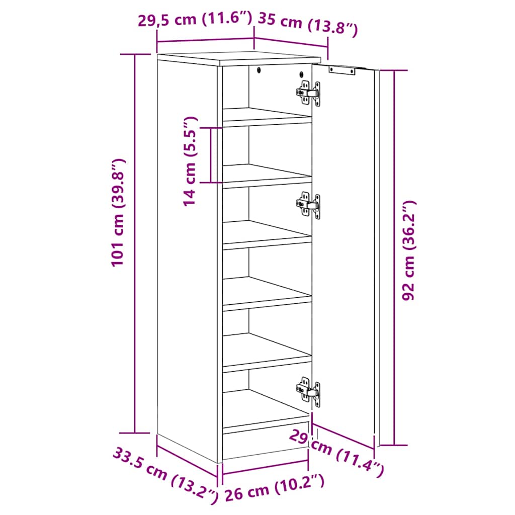 Armoire à chaussures Blanc 30x35x100 cm Bois d'ingénierie - XIOS