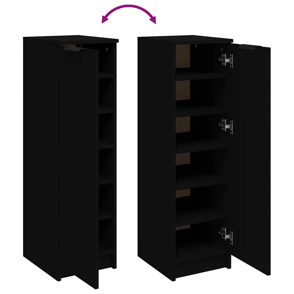 Armoire à chaussures noir 30x35x100 cm bois d'ingénierie - XIOS