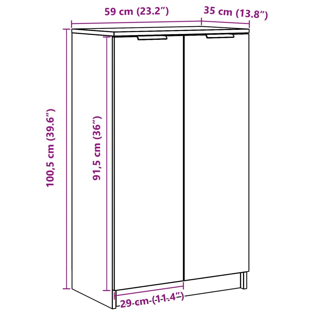 Armoire à chaussures Blanc 59x35x100,5 cm Bois d'ingénierie - XIOS