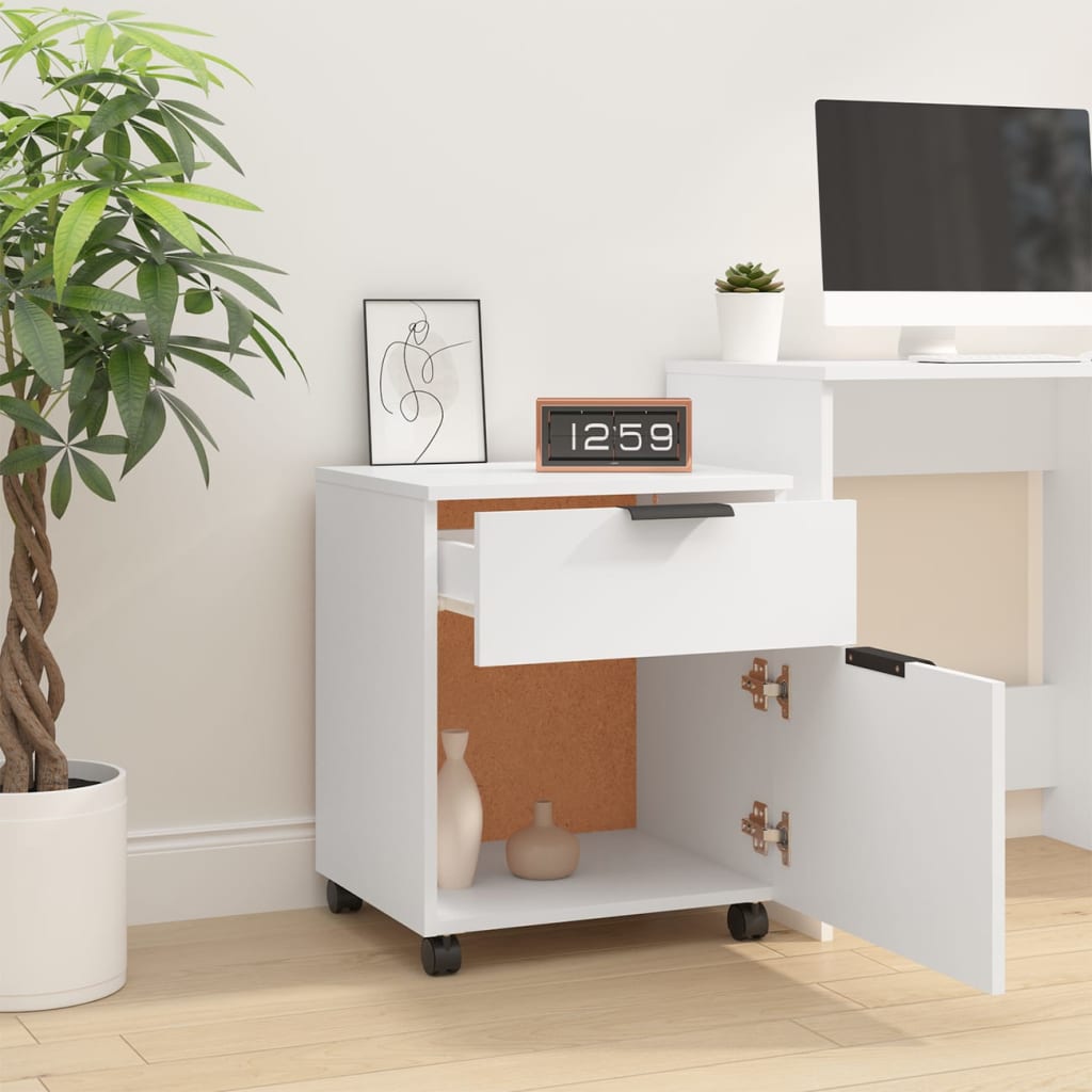 Classeur mobile avec roues Blanc 45x38x54 cm Bois d'ingénierie Armoires & meubles de rangement vidaXL