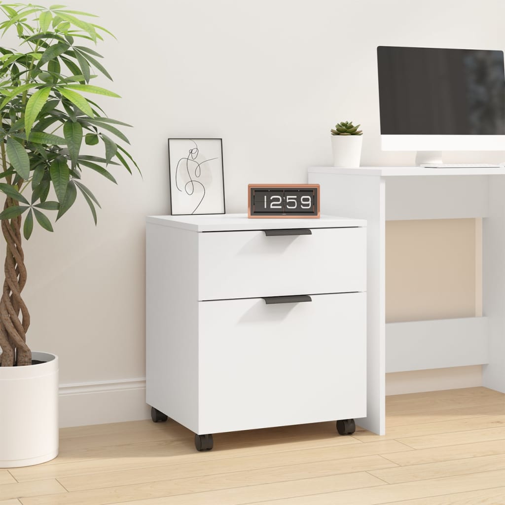 Classeur mobile avec roues Blanc 45x38x54 cm Bois d'ingénierie Armoires & meubles de rangement vidaXL
