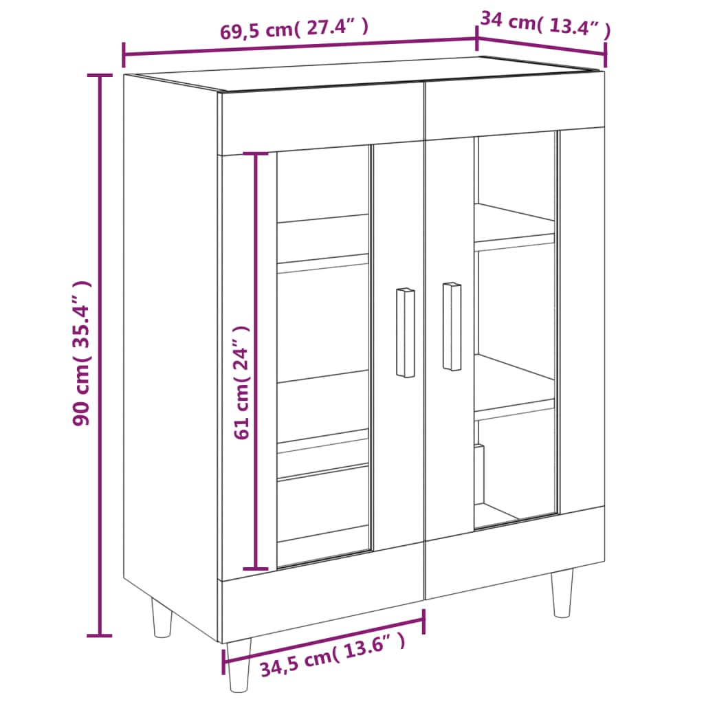Buffet chêne sonoma 69,5x34x90 cm bois d'ingénierie - XIOS