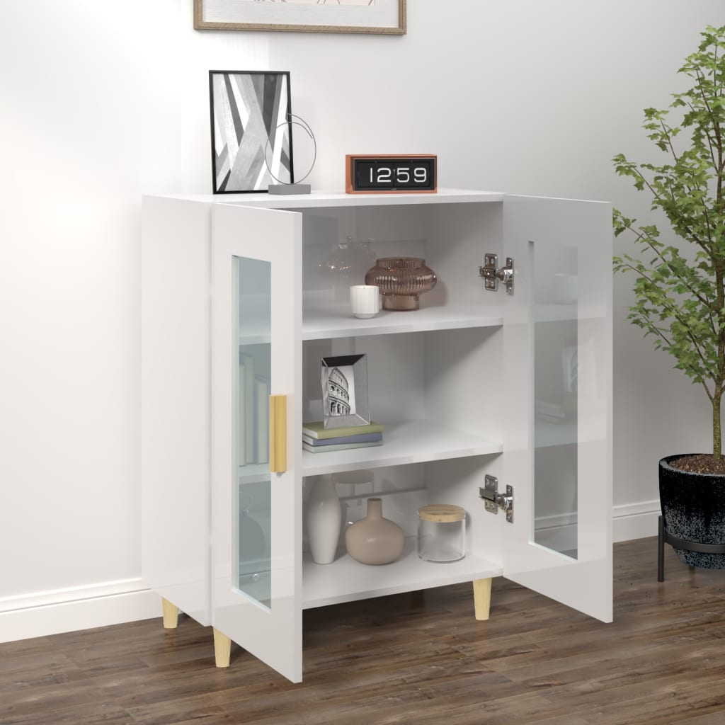 Buffet Blanc brillant 69,5x34x90 cm Bois d'ingénierie - XIOS