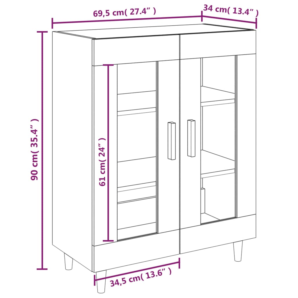 Buffet Blanc brillant 69,5x34x90 cm Bois d'ingénierie - XIOS