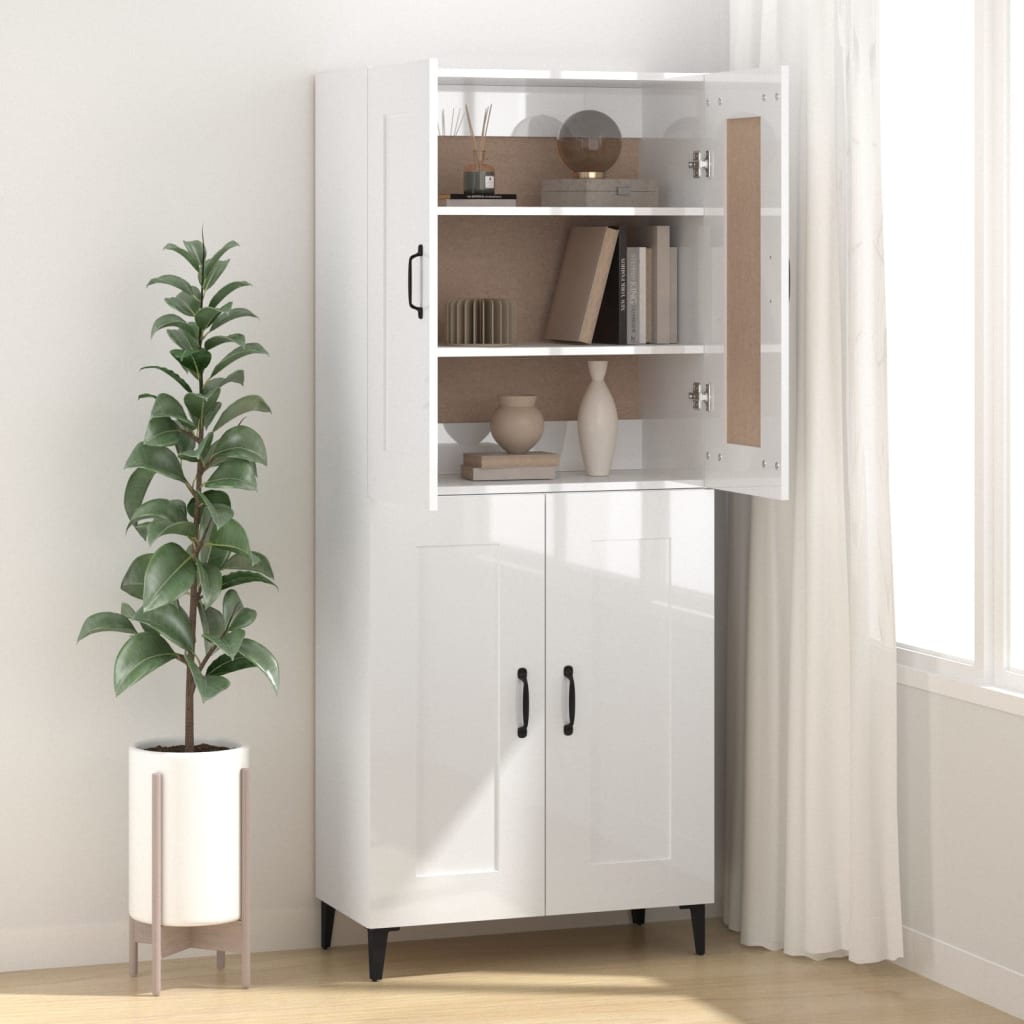 Buffet Blanc brillant 69,5x34x90 cm Bois d'ingénierie - XIOS