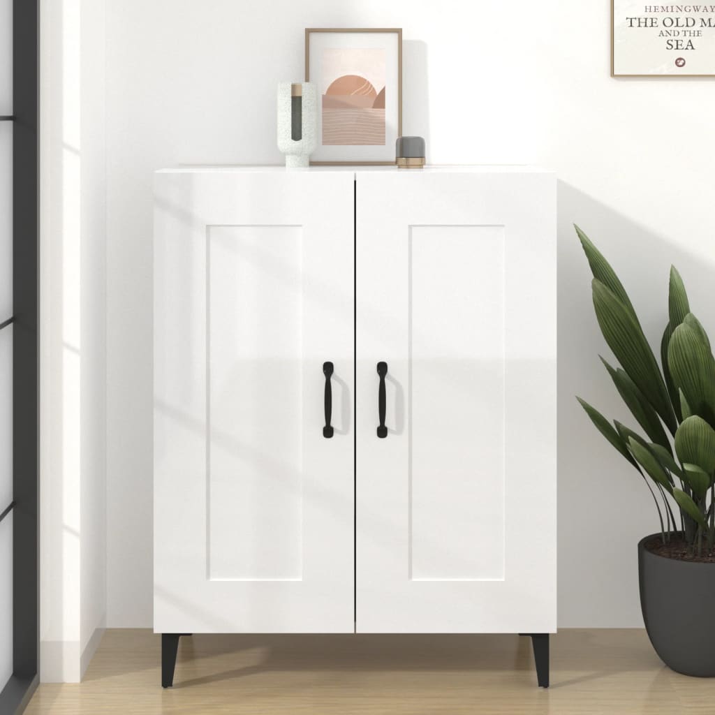 Buffet Blanc brillant 69,5x34x90 cm Bois d'ingénierie - XIOS