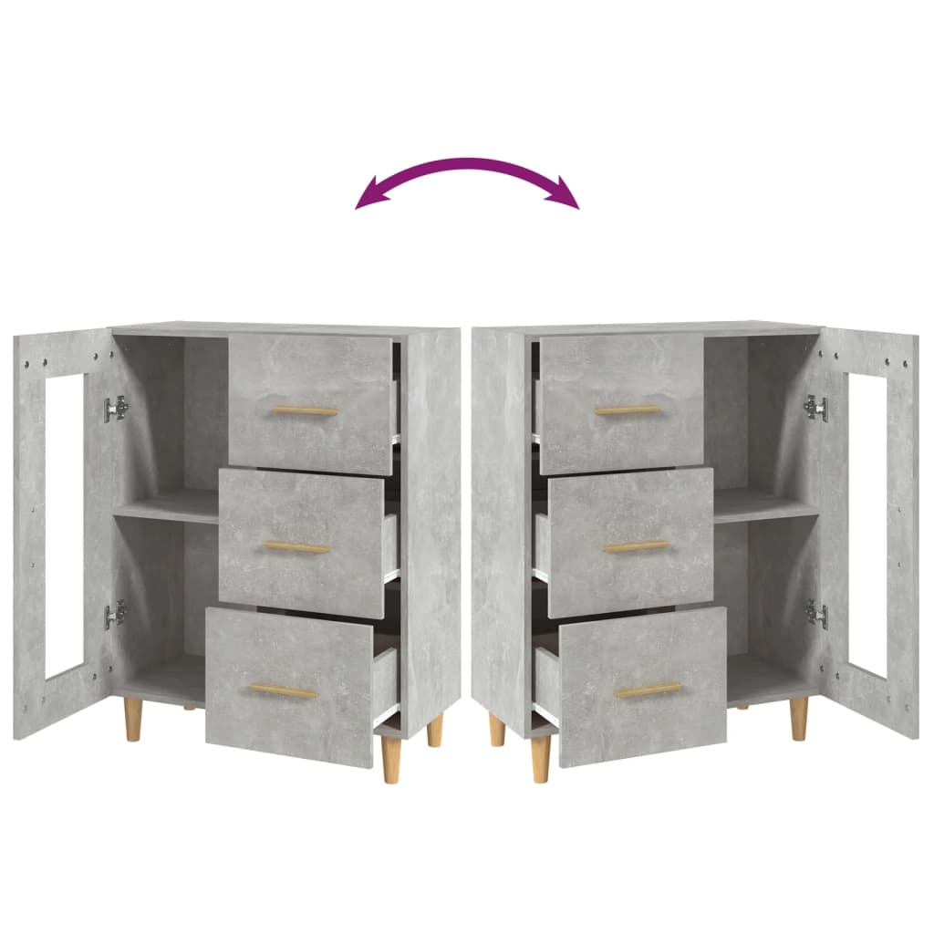 Buffet gris béton 69,5x34x90 cm bois d'ingénierie - XIOS