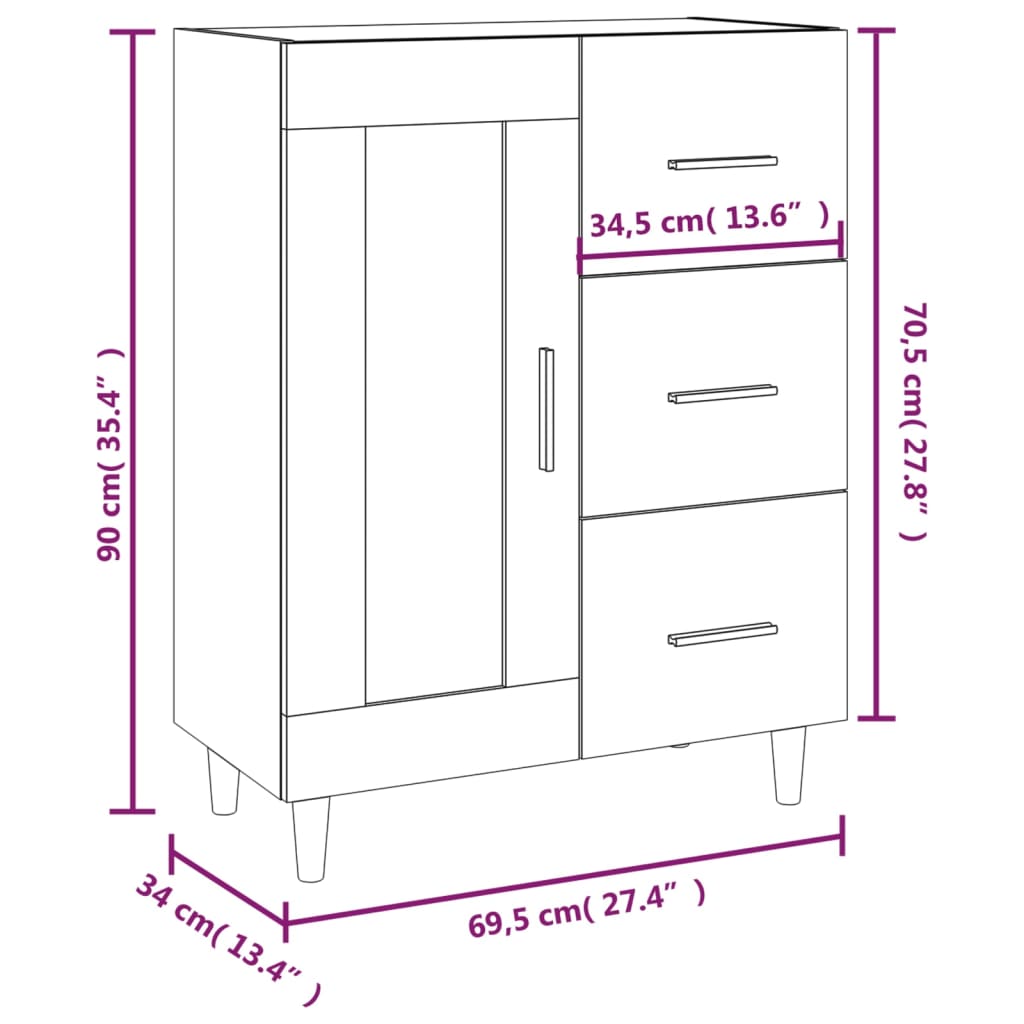 Buffet gris béton 69,5x34x90 cm bois d'ingénierie - XIOS