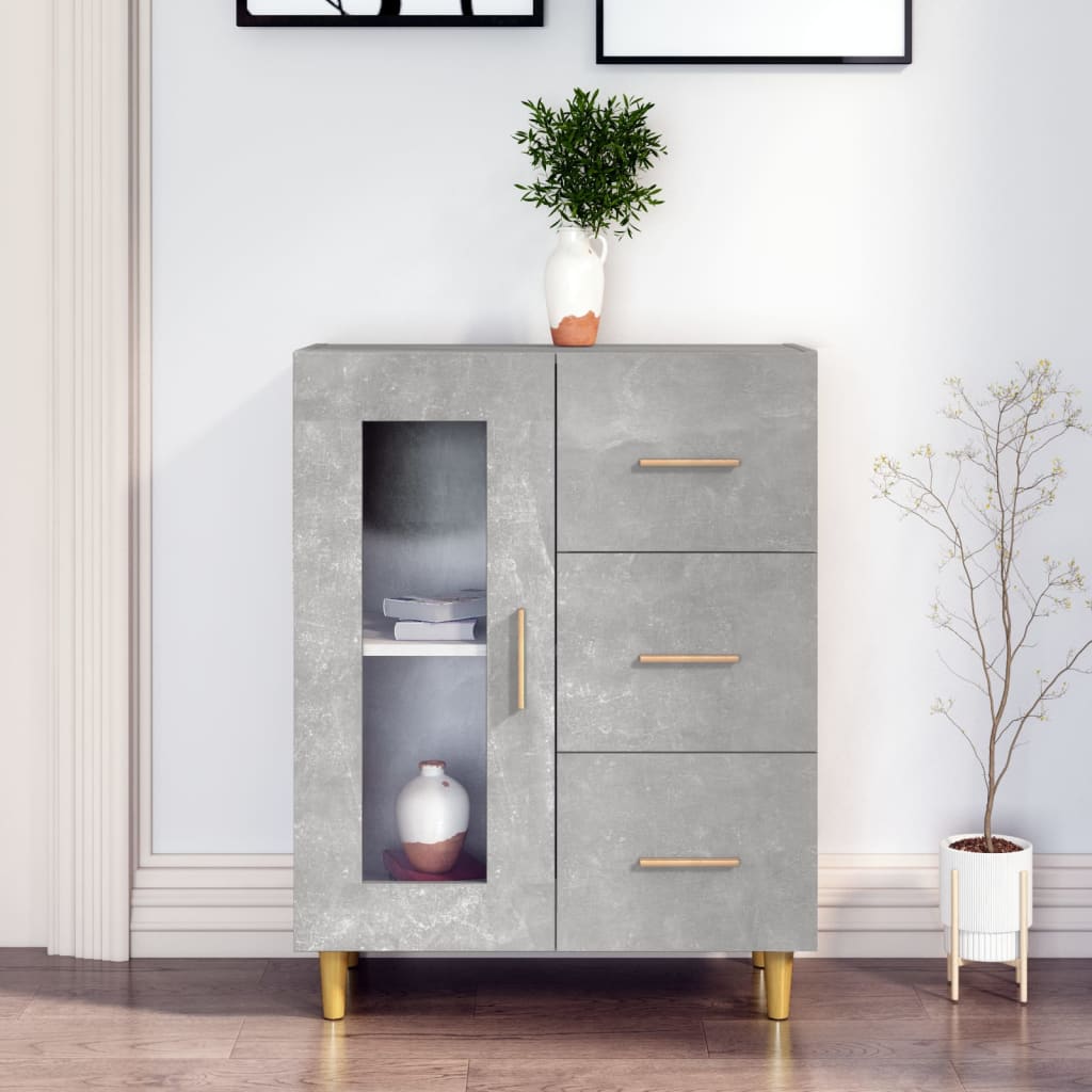 Buffet gris béton 69,5x34x90 cm bois d'ingénierie - XIOS