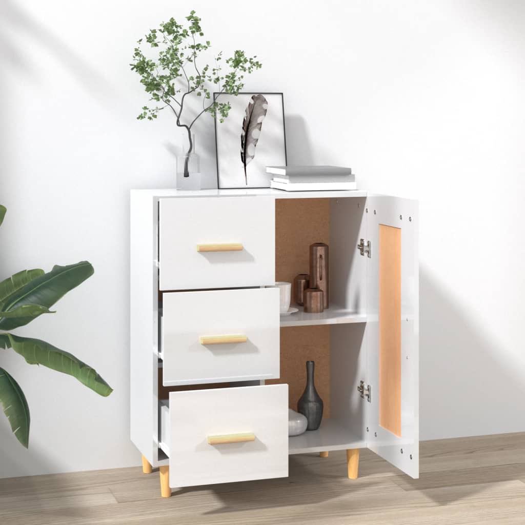 Buffet Blanc brillant 69,5x34x90 cm Bois d'ingénierie - XIOS