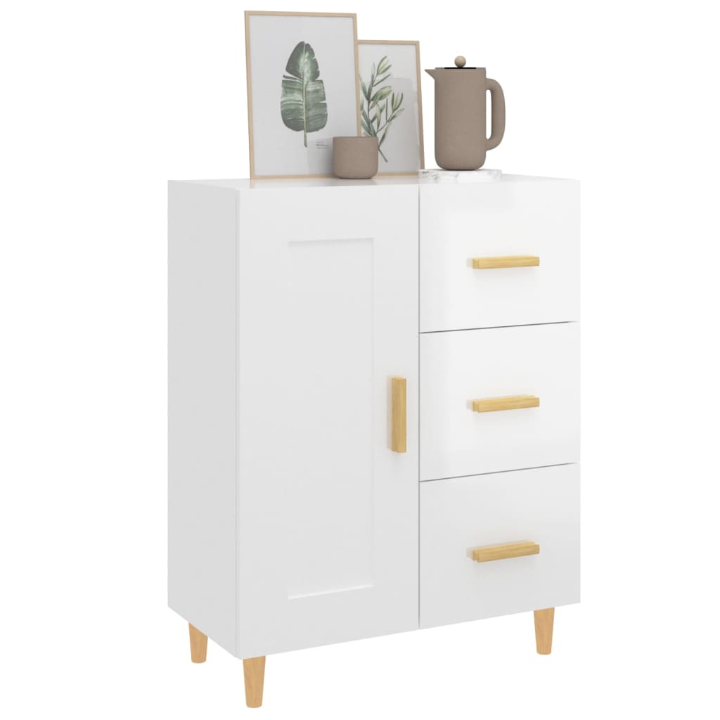 Buffet Blanc brillant 69,5x34x90 cm Bois d'ingénierie - XIOS