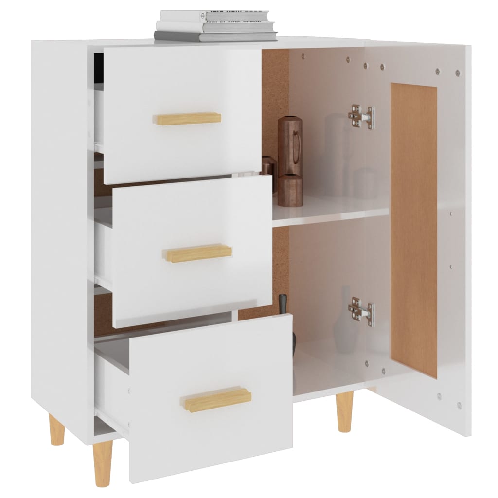 Buffet Blanc brillant 69,5x34x90 cm Bois d'ingénierie - XIOS