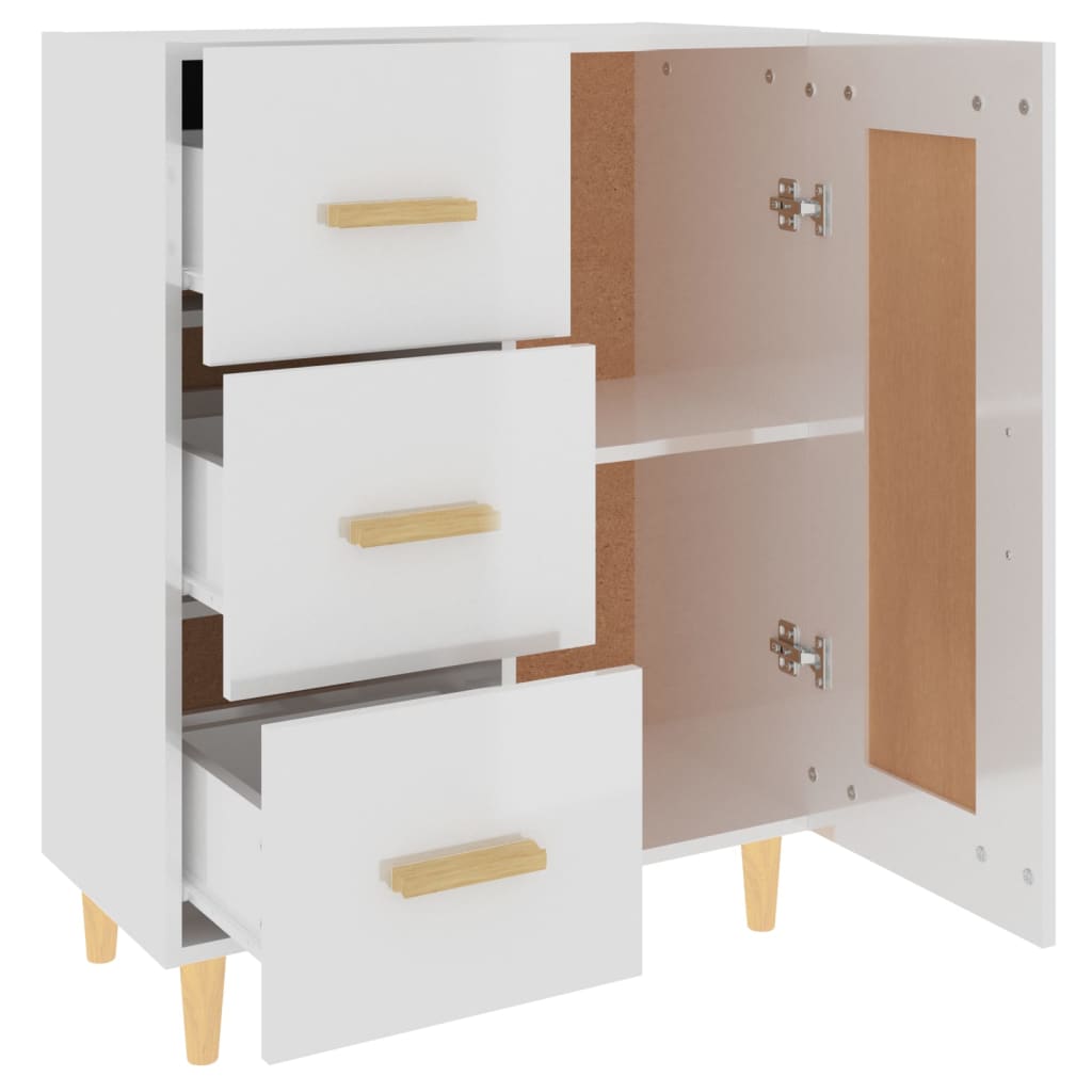Buffet Blanc brillant 69,5x34x90 cm Bois d'ingénierie - XIOS