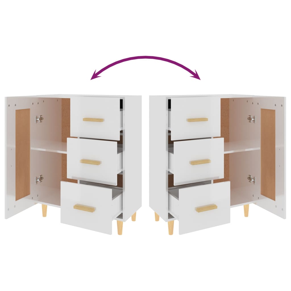 Buffet Blanc brillant 69,5x34x90 cm Bois d'ingénierie - XIOS