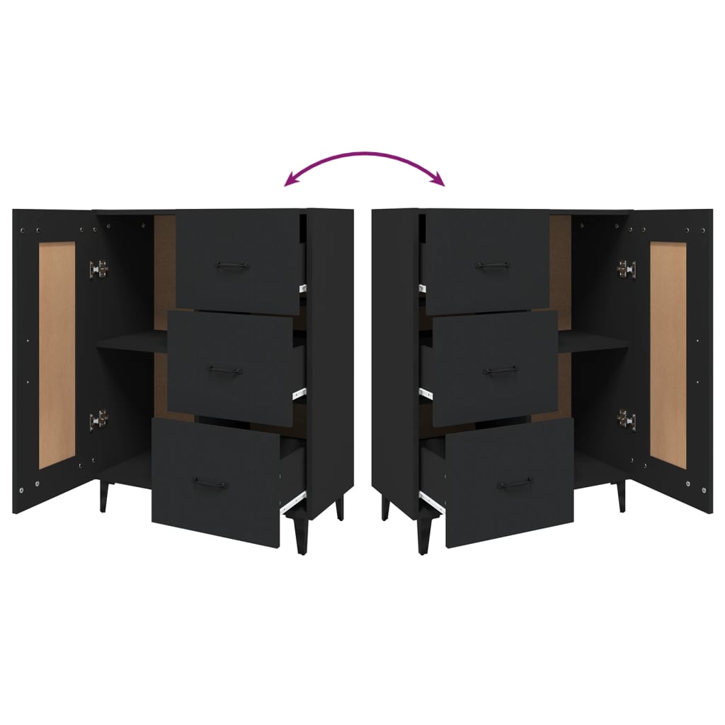 Buffet Noir 69,5x34x90 cm Bois d'ingénierie - XIOS