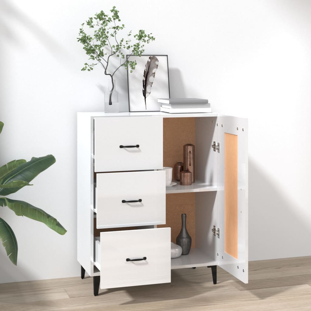 Buffet Blanc brillant 69,5x34x90 cm Bois d'ingénierie - XIOS