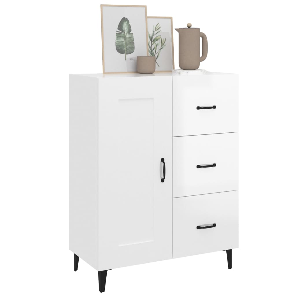 Buffet Blanc brillant 69,5x34x90 cm Bois d'ingénierie - XIOS