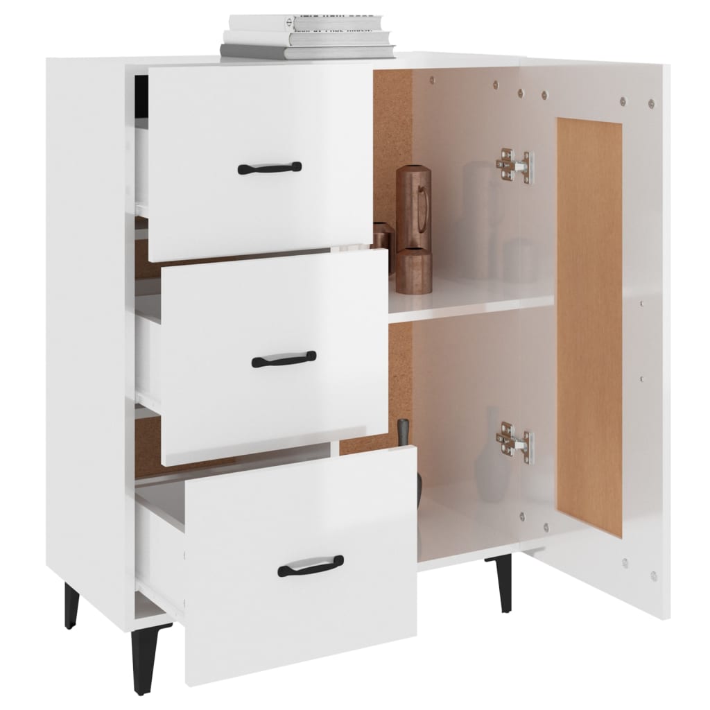 Buffet Blanc brillant 69,5x34x90 cm Bois d'ingénierie - XIOS