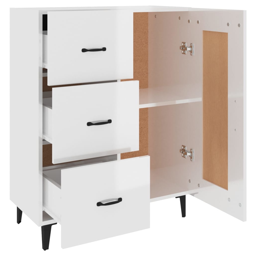 Buffet Blanc brillant 69,5x34x90 cm Bois d'ingénierie - XIOS