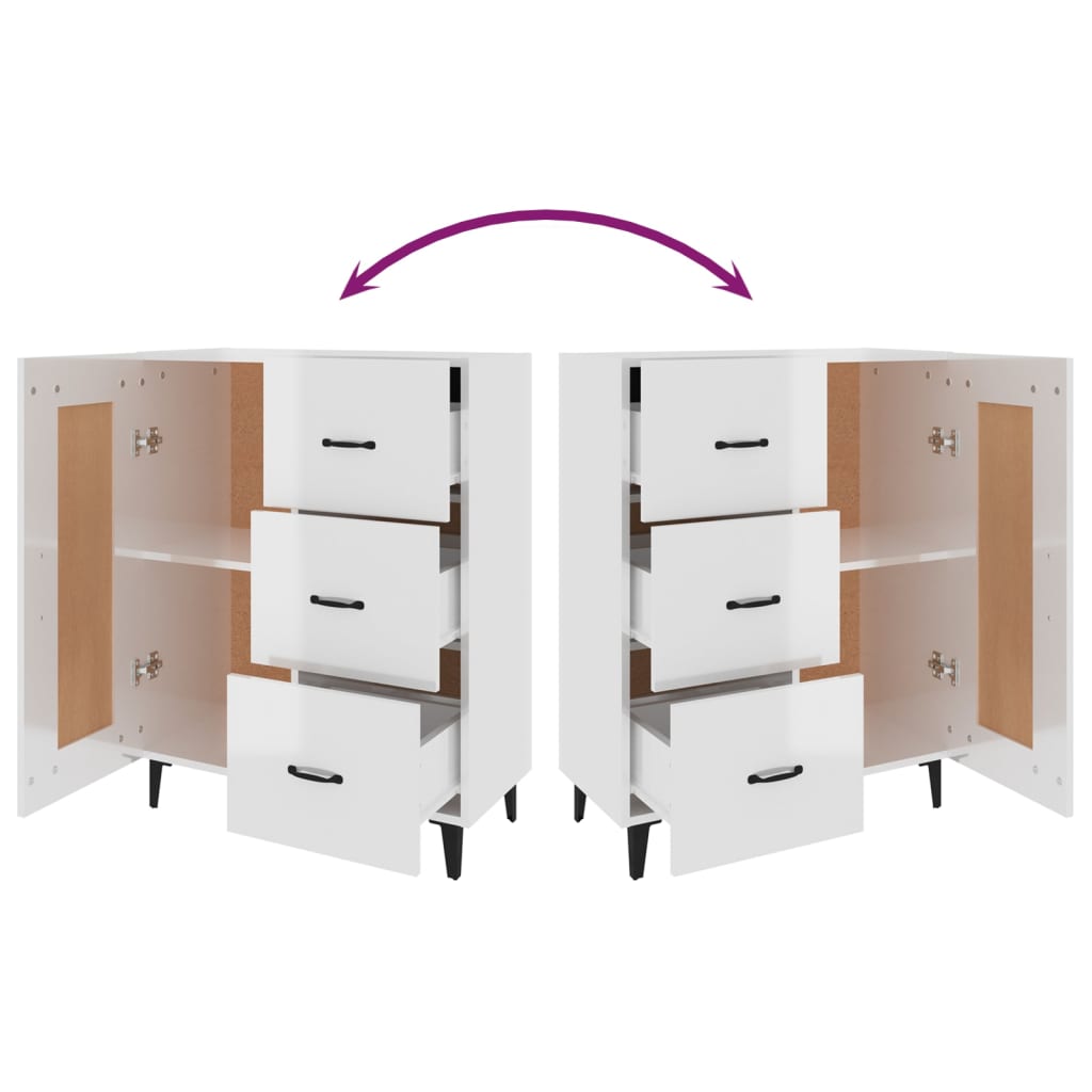 Buffet Blanc brillant 69,5x34x90 cm Bois d'ingénierie - XIOS