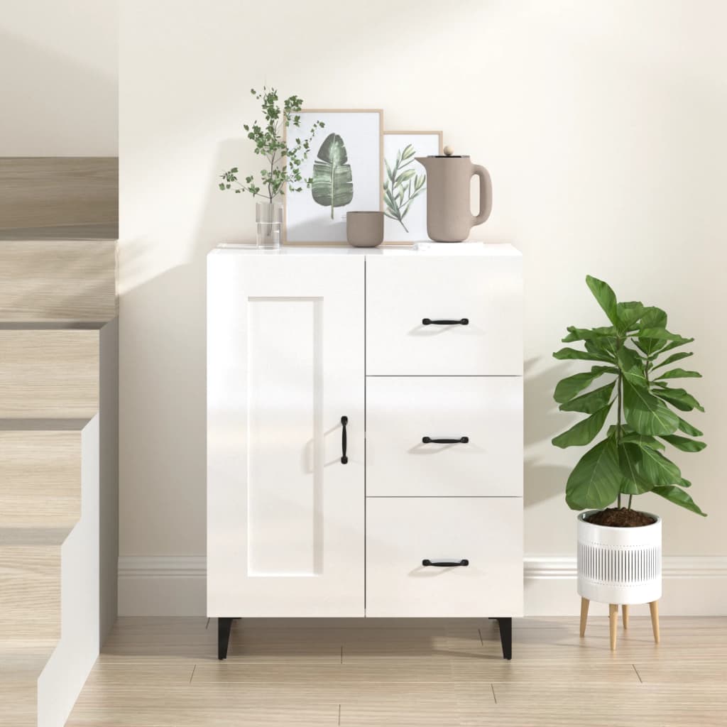 Buffet Blanc brillant 69,5x34x90 cm Bois d'ingénierie - XIOS
