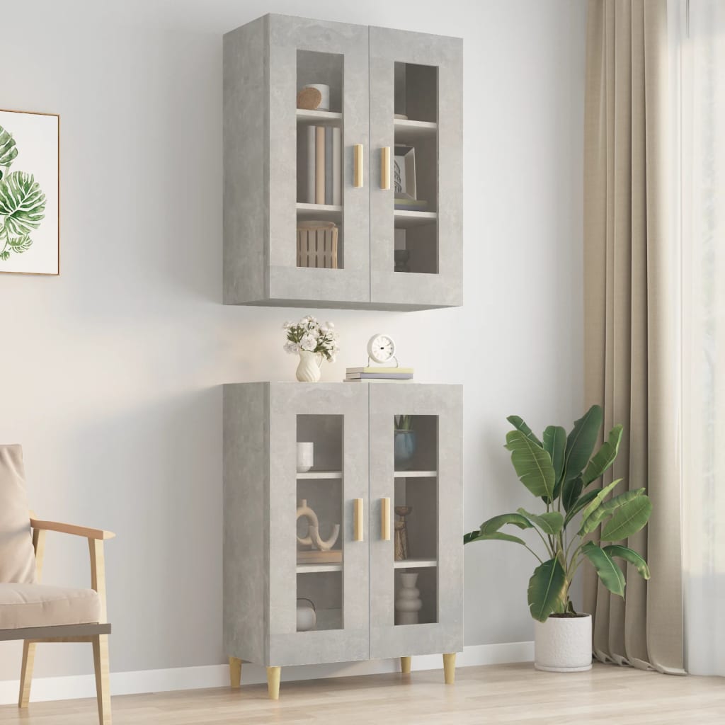 Armoire murale suspendue Gris béton 69,5x34x90 cm - XIOS