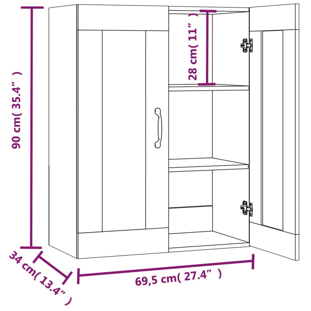 Armoire murale suspendue Chêne sonoma 69,5x34x90 cm - XIOS