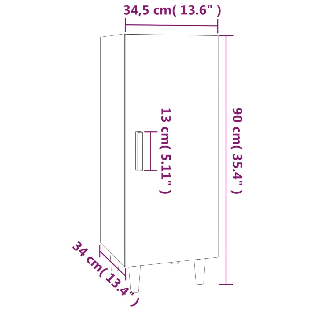 Buffet Chêne sonoma 34,5x34x90 cm Bois d'ingénierie