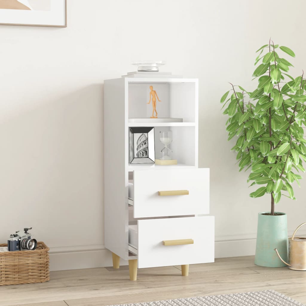 Buffet Blanc brillant 34,5x34x90 cm Bois d'ingénierie - XIOS