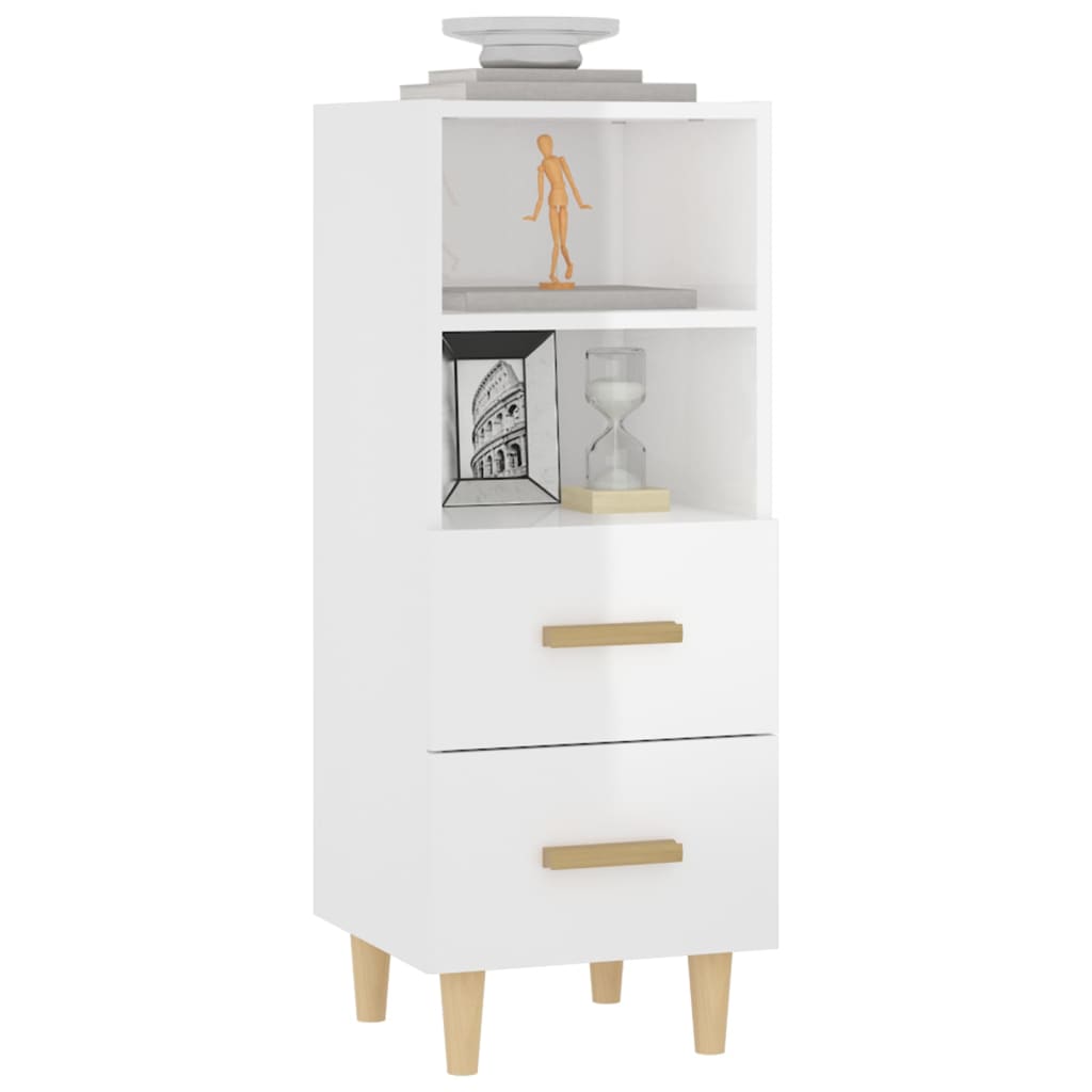 Buffet Blanc brillant 34,5x34x90 cm Bois d'ingénierie - XIOS