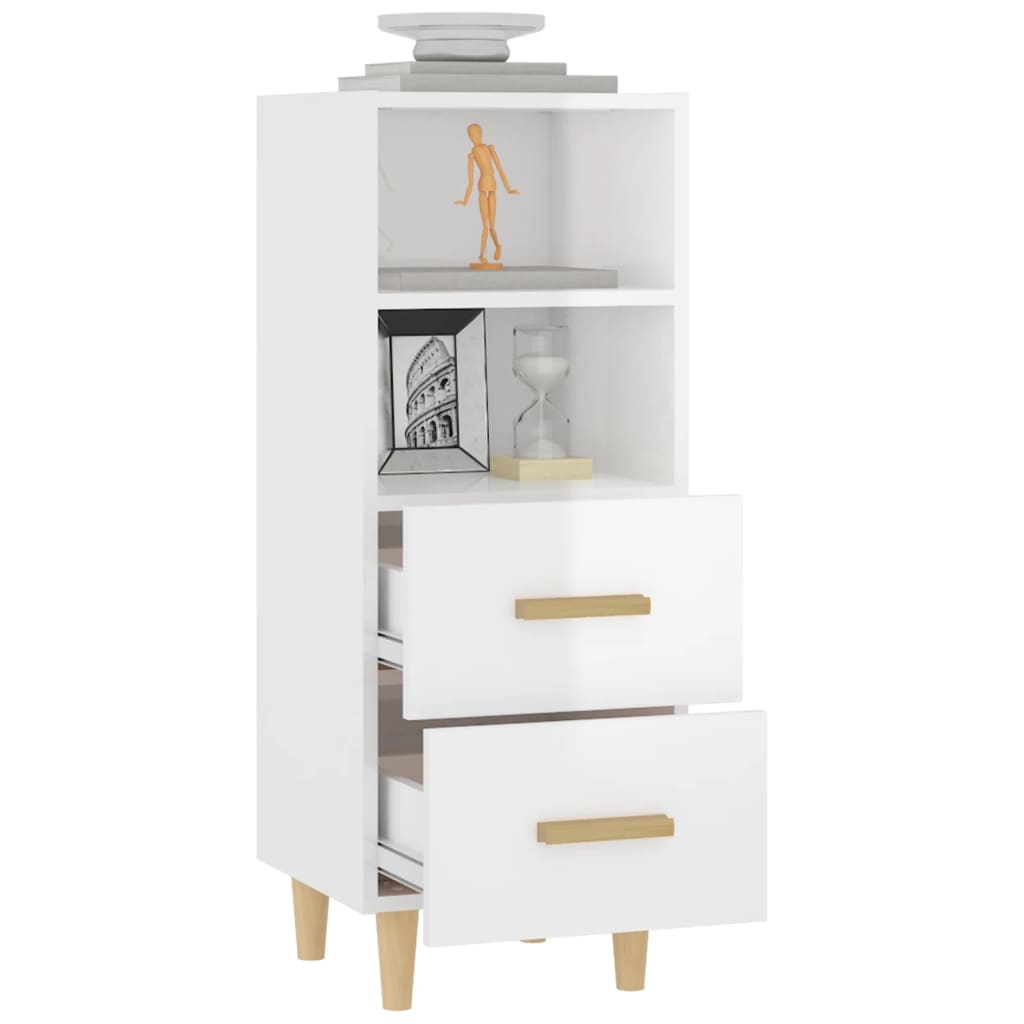 Buffet Blanc brillant 34,5x34x90 cm Bois d'ingénierie - XIOS