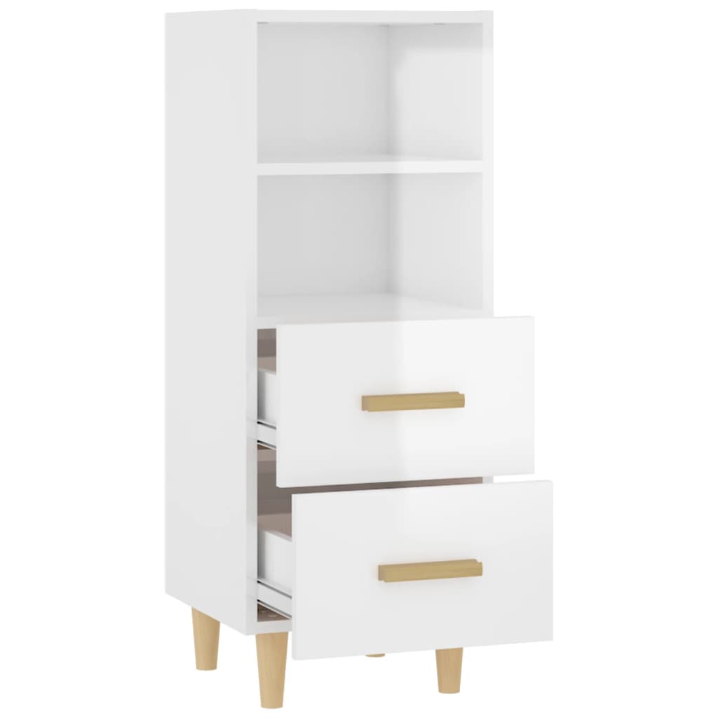 Buffet Blanc brillant 34,5x34x90 cm Bois d'ingénierie - XIOS