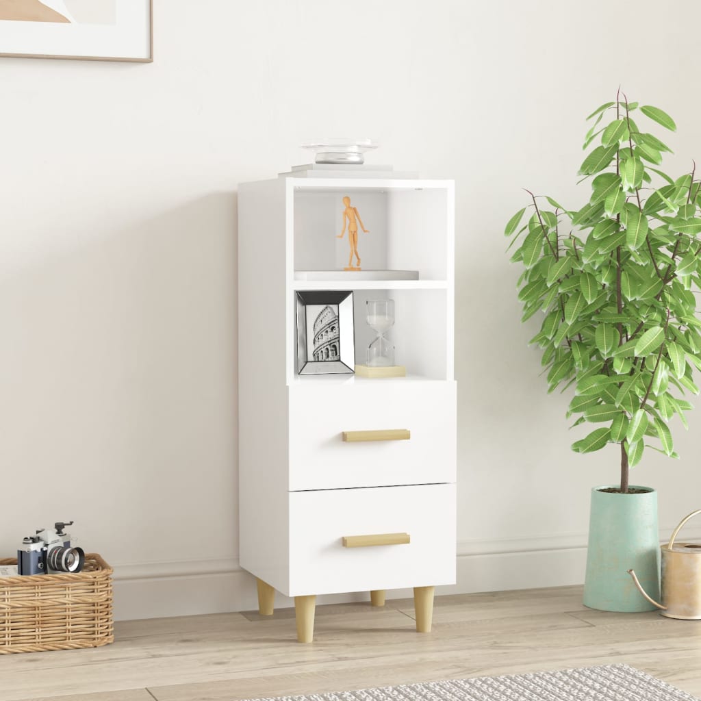 Buffet Blanc brillant 34,5x34x90 cm Bois d'ingénierie - XIOS