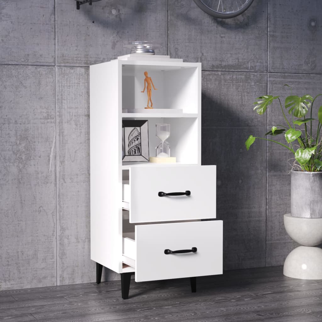 Buffet Blanc brillant 34,5x34x90 cm Bois d'ingénierie - XIOS