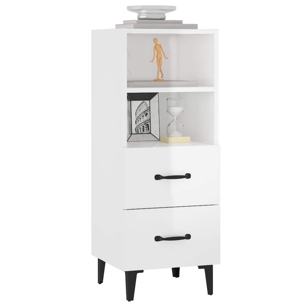 Buffet Blanc brillant 34,5x34x90 cm Bois d'ingénierie - XIOS