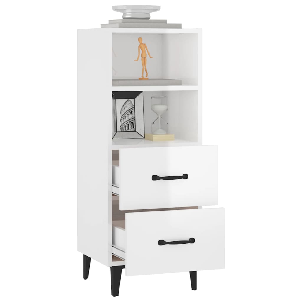 Buffet Blanc brillant 34,5x34x90 cm Bois d'ingénierie - XIOS