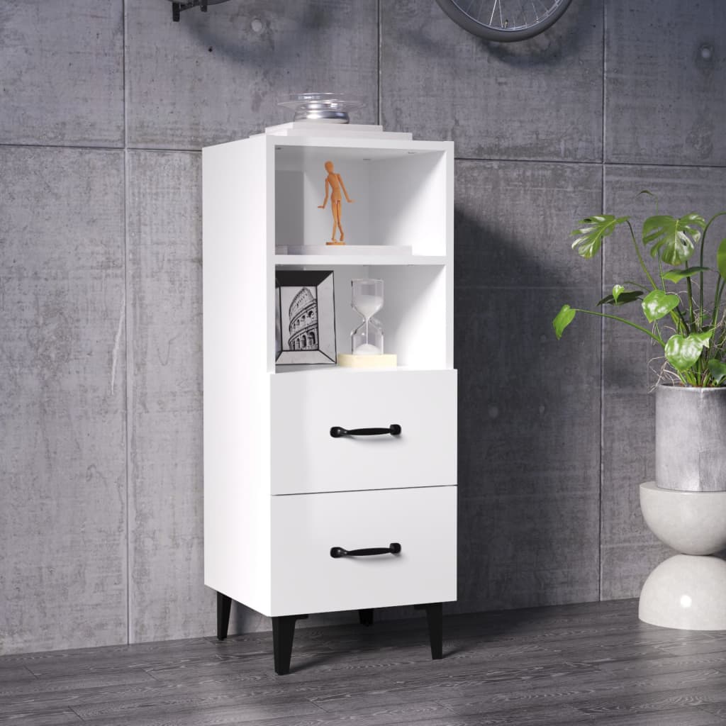 Buffet Blanc brillant 34,5x34x90 cm Bois d'ingénierie - XIOS