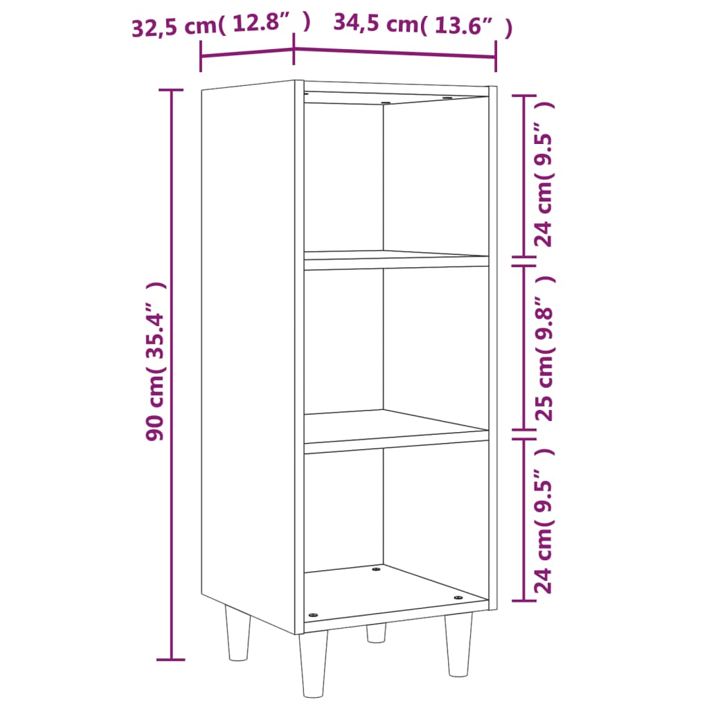 Buffet Chêne sonoma 34,5x32,5x90 cm Bois d'ingénierie