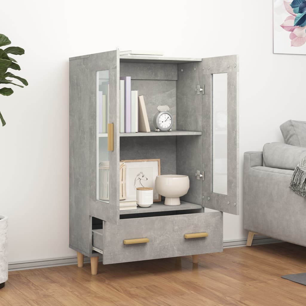 Buffet haut Gris béton 70x31x115 cm Bois d'ingénierie - XIOS