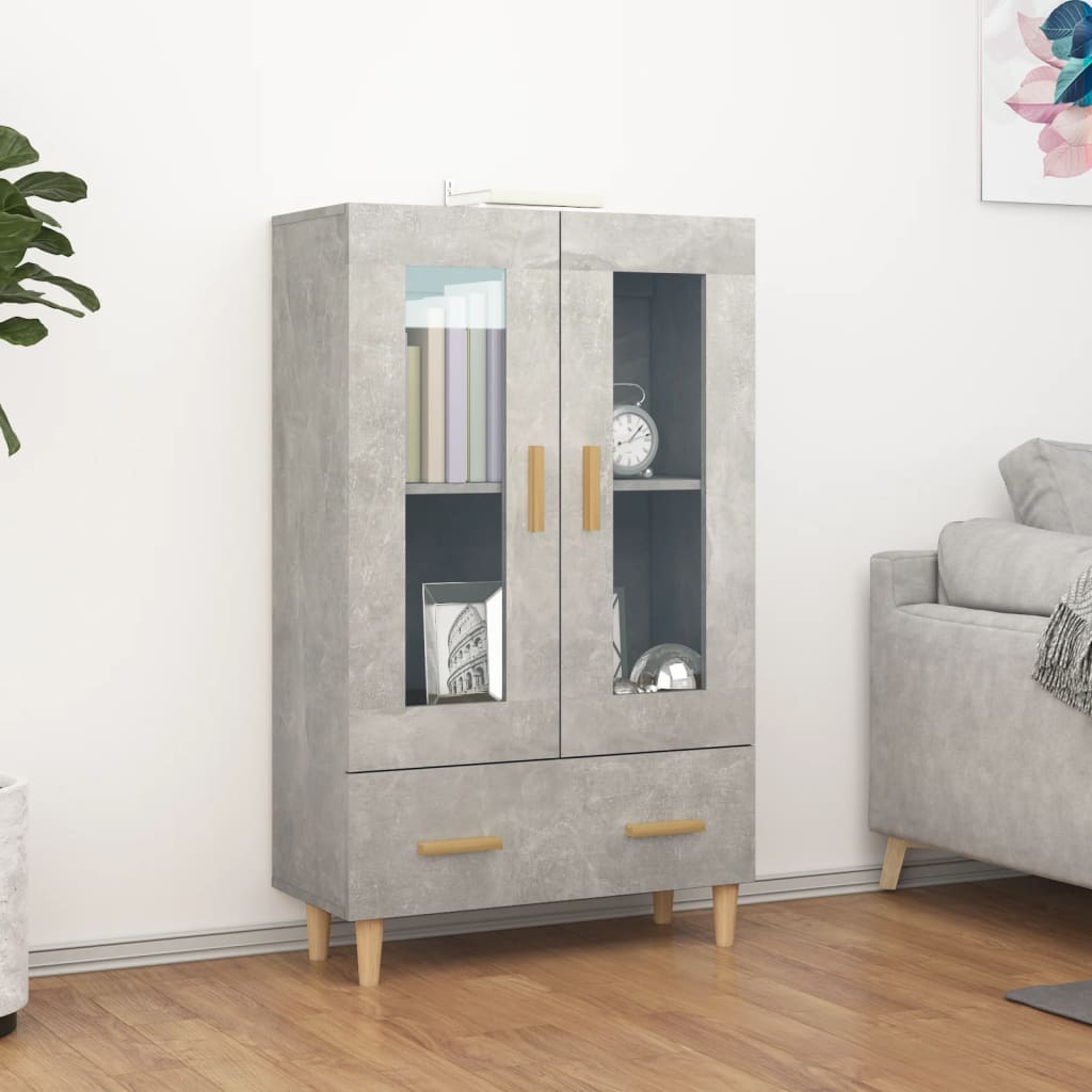 Buffet haut Gris béton 70x31x115 cm Bois d'ingénierie - XIOS