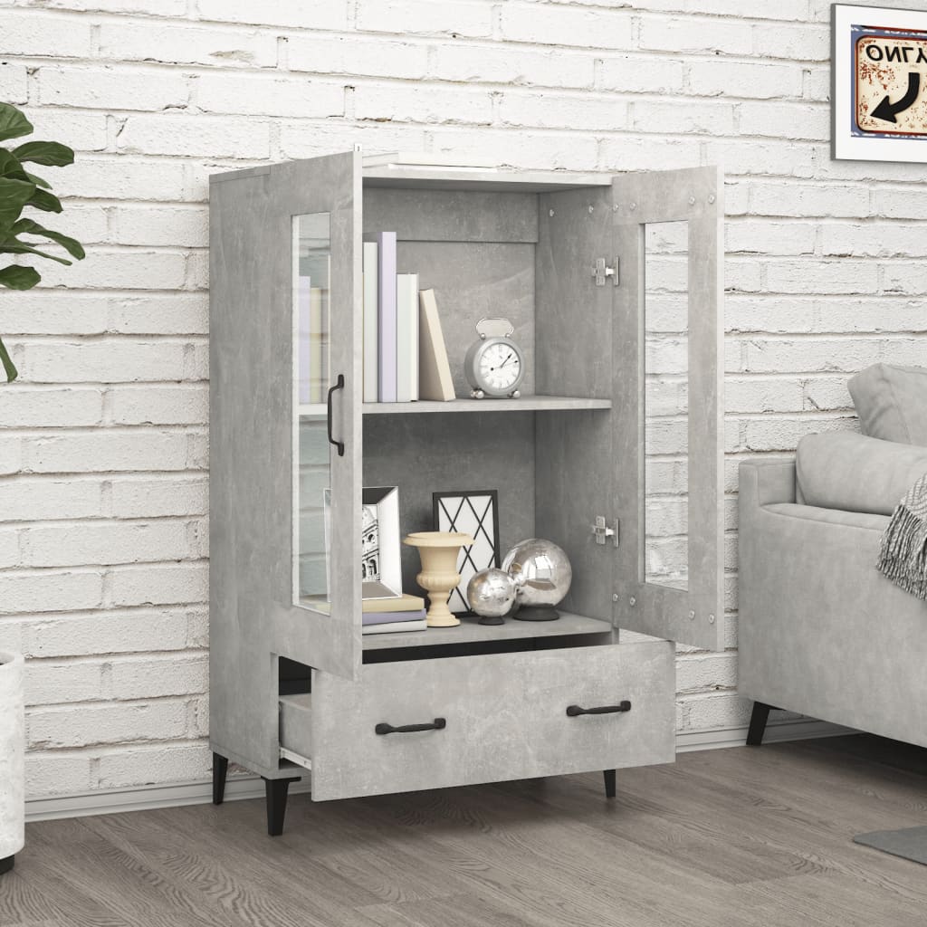 Buffet haut Gris béton 70x31x115 cm Bois d'ingénierie - XIOS