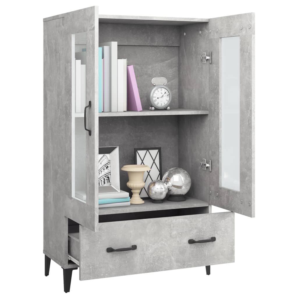 Buffet haut Gris béton 70x31x115 cm Bois d'ingénierie - XIOS
