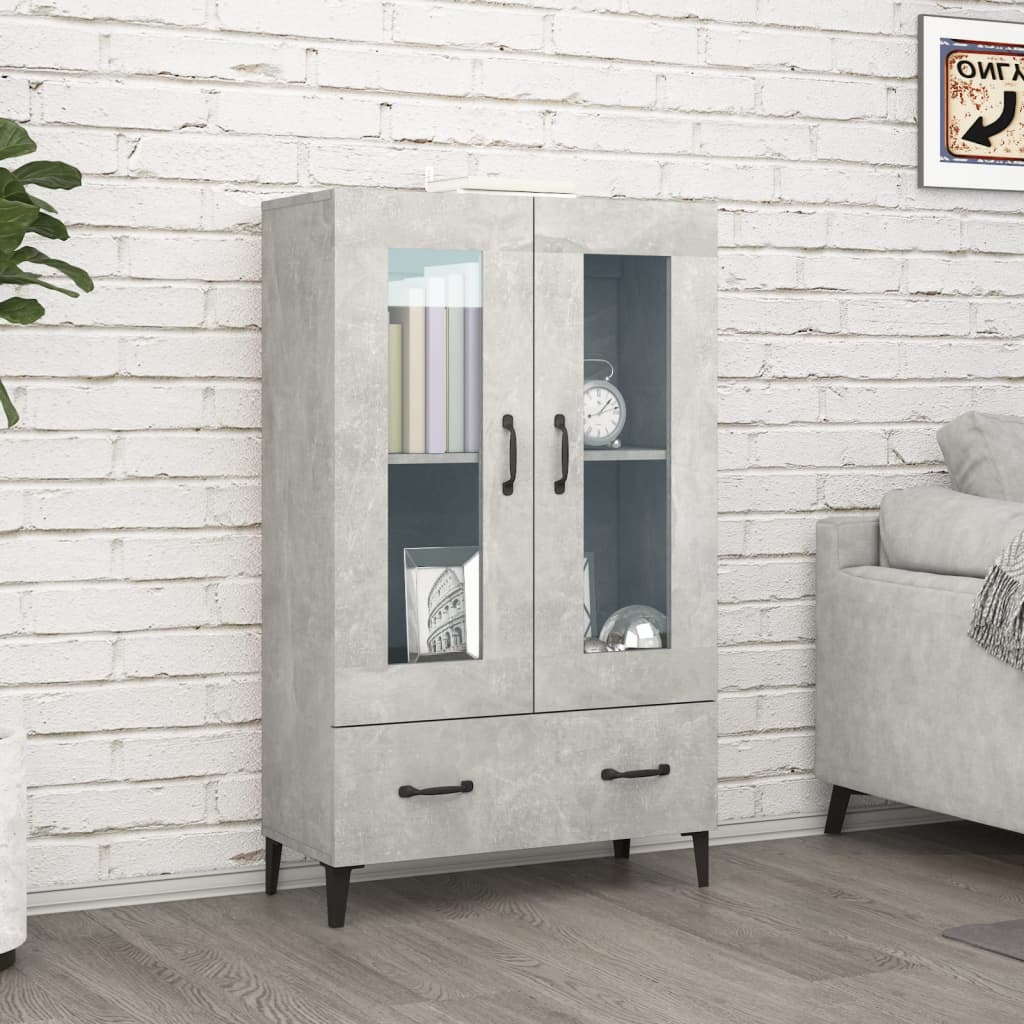 Buffet haut Gris béton 70x31x115 cm Bois d'ingénierie - XIOS
