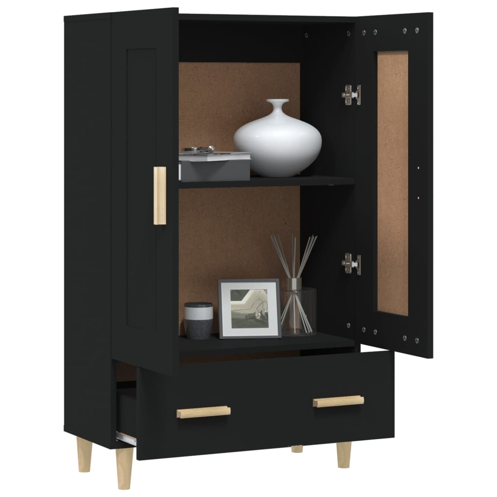 Buffet haut noir 70x31x115 cm bois d'ingénierie - XIOS